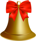 Golden Bell with Bow PNG Clipart