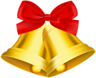 Golden Bells with Bow Christmas PNG Clipart