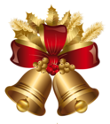 Golden and Red Christmas Bells PNG Clipart