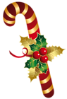 Golden and Red Christmas Candy Cane PNG Clipart