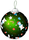 Green Christmas Ball with Snowman PNG Clip Art Image