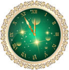 Green New Year's Clock PNG Transparent Clip Art Image