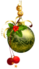 Green Transparent Christmas Ball with Mistletoe Clipart Picture
