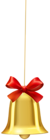 Hanging Christmas Bell with Red Bow PNG Image