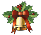 Large Christmas Bell with Holly PNG Clip Art Image
