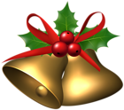 Large Christmas Bells with Holly PNG Clip Art Image