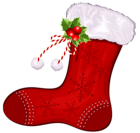 Large Transparent Christmas Red Stocking PNG Clipart