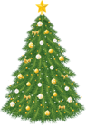 Large Transparent Christmas Tree with Gold and White Ornaments