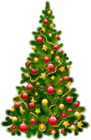 Large Transparent Christmas Tree with Ornaments Clipart
