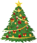 Large Transparent Christmas Tree with Ornaments and Candy Canes Clipart