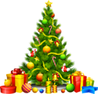 Large Transparent Christmas Tree with Presents Clipart