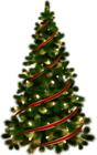 Large Transparent Christmas Tree with Red Ribbon Clipart