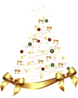 Large Transparent Gold Christmas Tree with Gold Bow PNG Clipart
