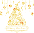 Large Transparent Gold Christmas Tree with Ornaments PNG Clipart