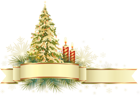 Large Transparent Gold and Green Christmas Tree with Ornaments PNG Clipart