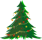Large Transparent Green Christmas Tree with Ornaments PNG Clipart