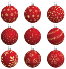 Large Transparent Red Christmas Balls Collection PNG Clipart