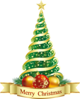 Merry Christmas Green Tree PNG Clipart