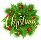 Merry Christmas Pine Decoration PNG Clip-Art Image