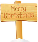 Merry Christmas Wooden Sign PNG Clip Art Image