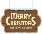 Merry Christmas Wooden Sign PNG Clipart Image