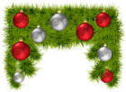Pine Branches with Christmas Balls Decoration PNG Clipart Image