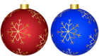Red Blue Christmas Balls with Gold PNG Clipart