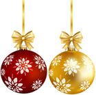 Red Gold Christmas Ball PNG Transparent Clip Art