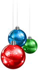 Red Green and Blue Christmas Balls PNG Clipart Image