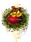 Red Merry Christmas Transparent Christmas Ball with Bells Clipart Picture