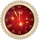Red New Year's Clock PNG Transparent Clip Art Image