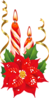 Red and White Christmas Candles with Poinsettia PNG Picture