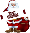 Santa Claus with Merry Christmas Label PNG Clipart Image