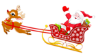 Santa and Reindeer with Sled PNG Clipart