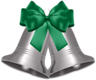 Silver Bells with Bow PNG Transparent Clipart