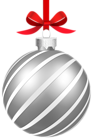 Silver Striped Christmas Ball PNG Clipart Image