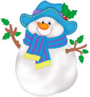 Snowman PNG with Blue Hat