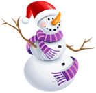 Snowman with Purple Scarf PNG Picture