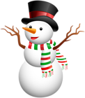 Snowman with Top Hat PNG Clip Art Image