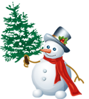 Snowman with Tree PNG Clipart