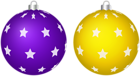 Starry Christmas Balls Purple Yellow PNG Clipart