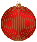 Striped XMAS Ball Red PNG Transparent Clipart