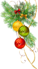 Three Christmas Balls with Pine Branch Clipart