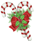 Transparent Christmas Candy Canes with Mistletoe PNG Clipart Picture