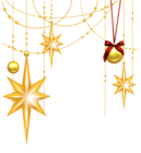 Transparent Christmas Gold Stars and Ornament Clipart
