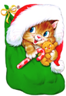 Transparent Christmas Kitten with Candy Cane Clipart