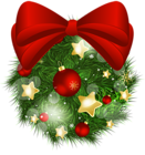 Transparent Christmas Pine Ball with Red Bow PNG Picture