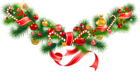 Transparent Christmas Pine Garland with Ornaments Clipart