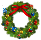 Transparent Christmas Pine Wreath with Red Bow PNG Picture