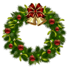 Transparent Christmas Pinecone Wreath with Gold Bells Clipart